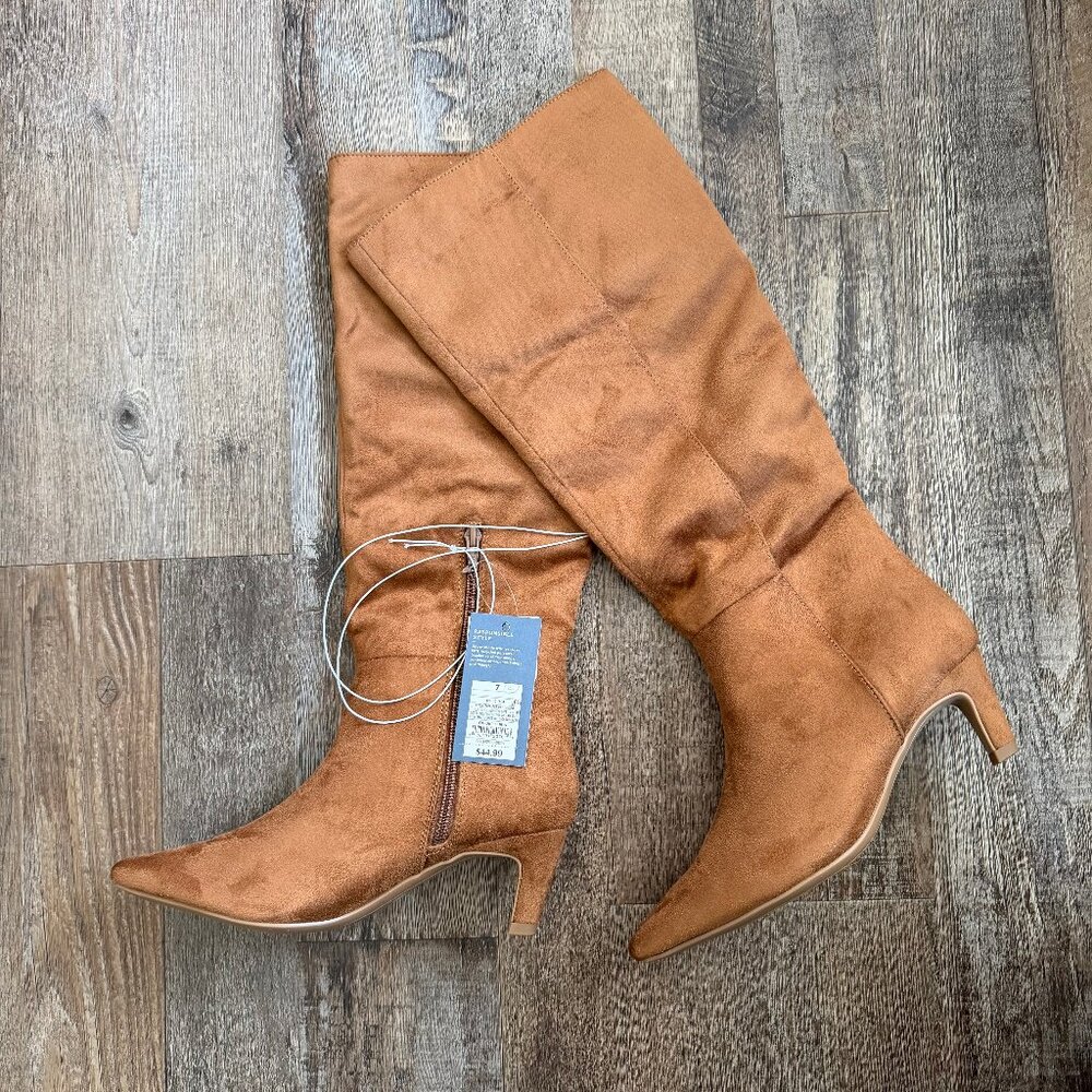 Kendra Kitten Heel Tall Dress Boots with Memory Foam Insole - Universal Thread 7 - Picture 4 of 9